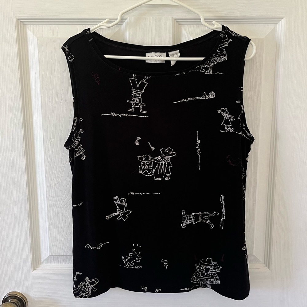 Chico's Black and White Patterned Top